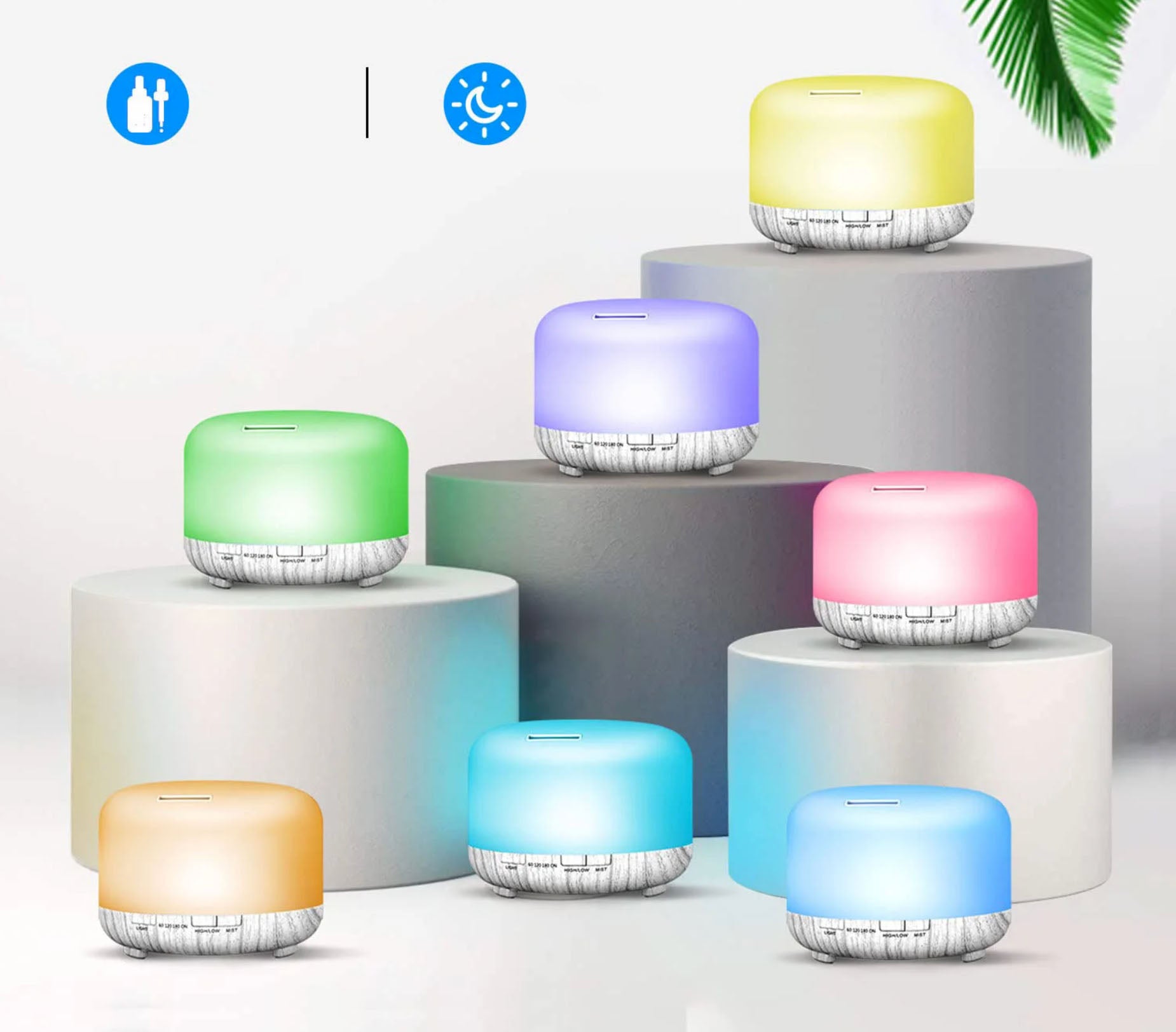 Humidificador e Difusor de Aromas de 500ML - com Design em Madeira e Comando Humidificador e Difusor de Aromas de 500ML - com Design em Madeira e Comando